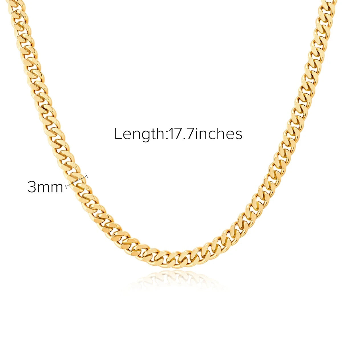 Gold Cuban Chain Necklace - Hypoallergenic Titanium Steel for Men & Women