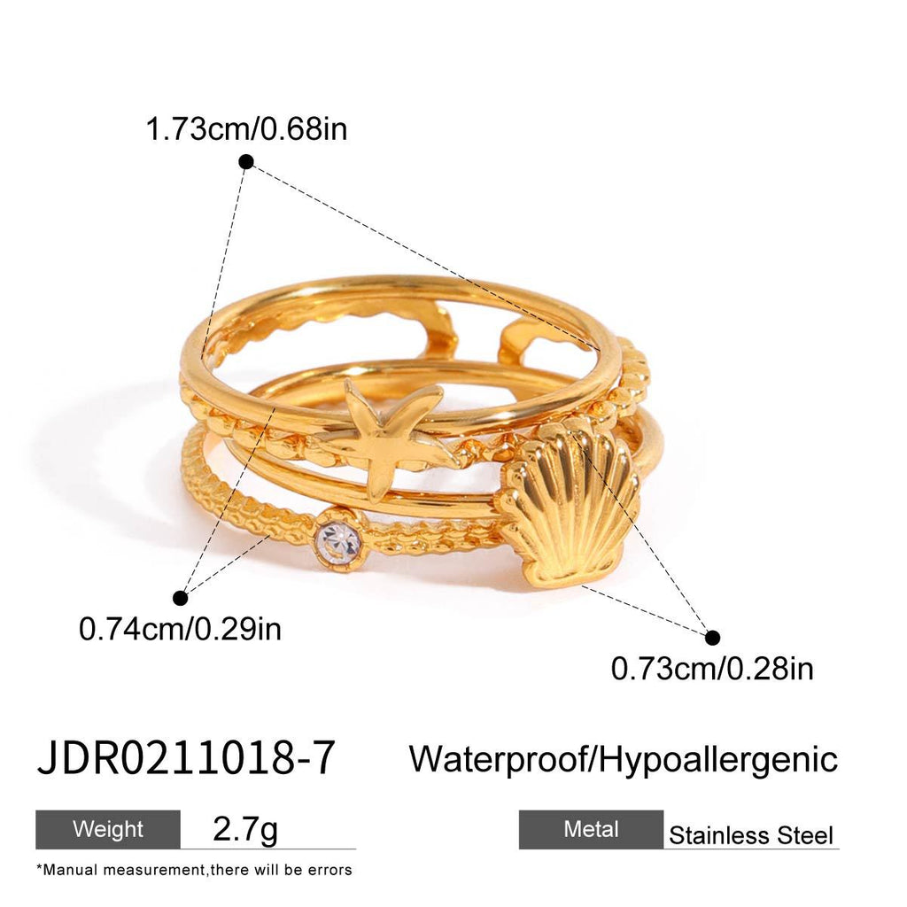 premium 18k gold plated stackable zircon stainless steel ring set crafted for modern everyday elegance