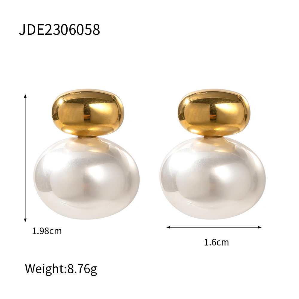 Gold Earrings Pearl Drop Elegant Women's Jewelry