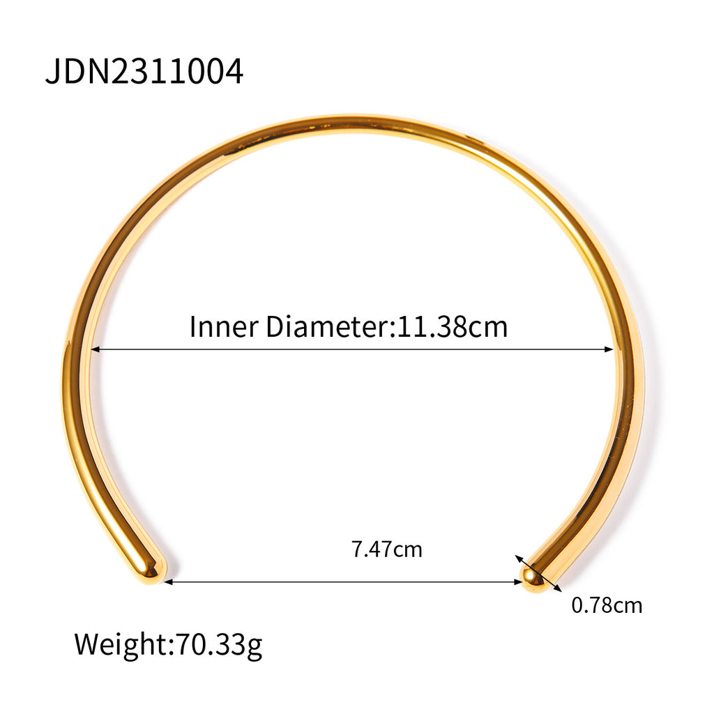 Necklace: 18K Gold Plated Minimalist Open Cuff Choker for Women
