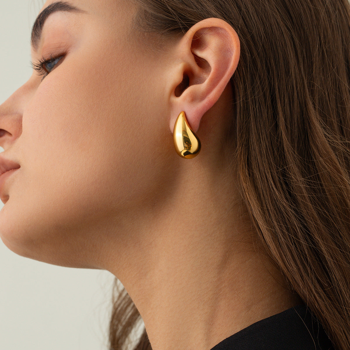 Chunky Teardrop Earrings | Gold & Silver Modern Minimalist For Women