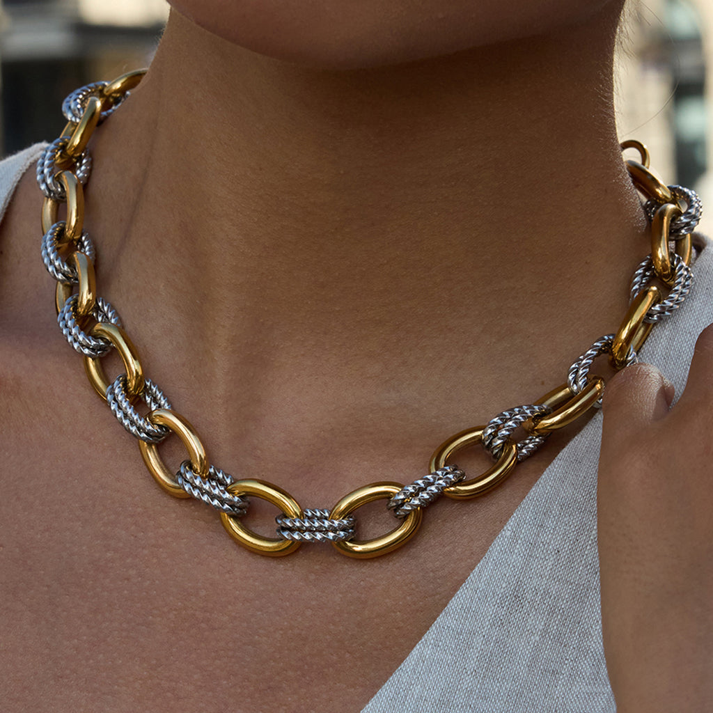 杰鼎欧美不锈钢拼色手链高级感手饰品钛钢项链跨境金属风bracelet