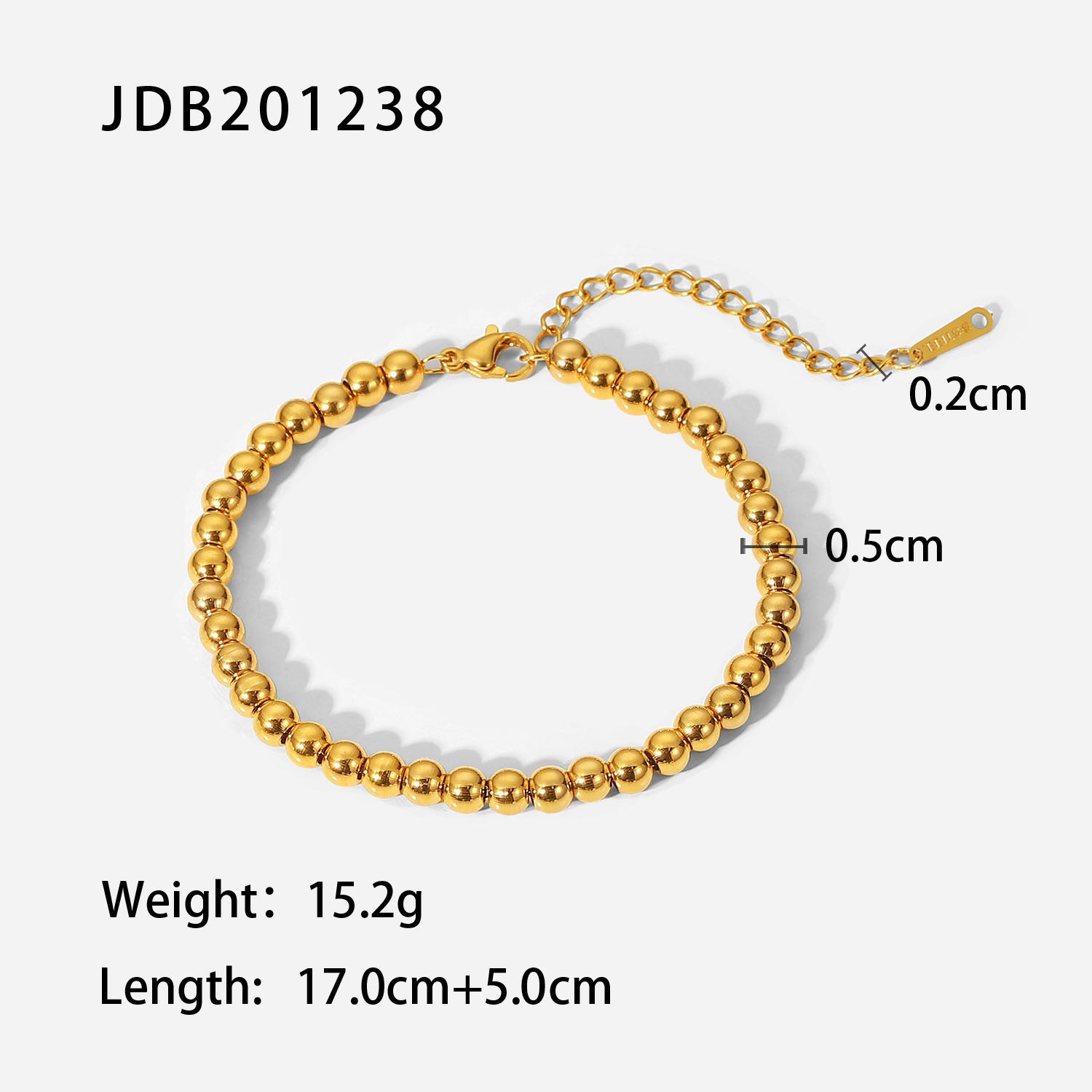 INS-style new titanium steel bracelet 18K gold steel bead bracelet stainless steel geometric women's bracelet accessory