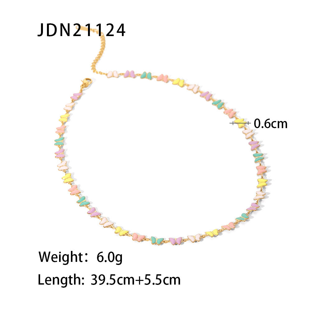 New titanium steel jewelry necklace and bracelet 18K gold white/color daisy chain necklace and bracelet