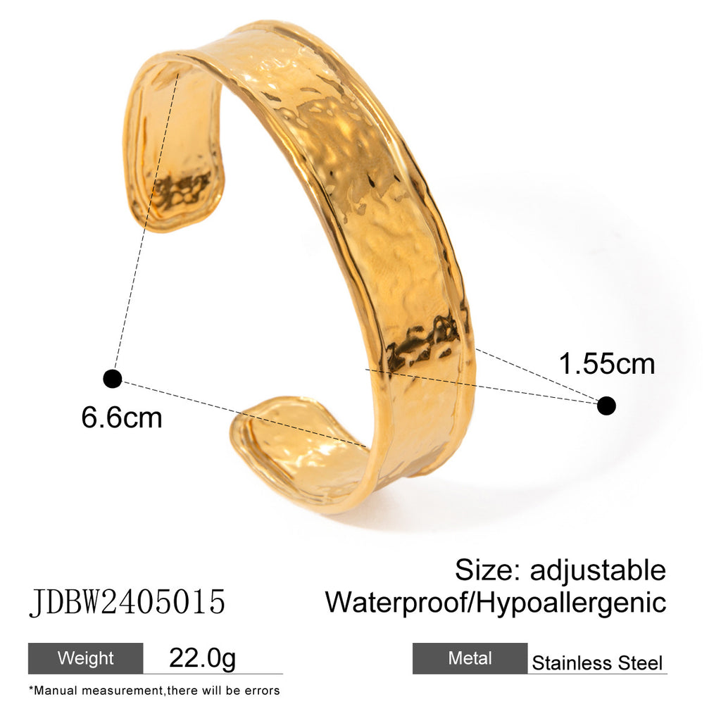 18k gold stainless steel wide face bracelet high-end Instagram chain titanium steel open bracelet