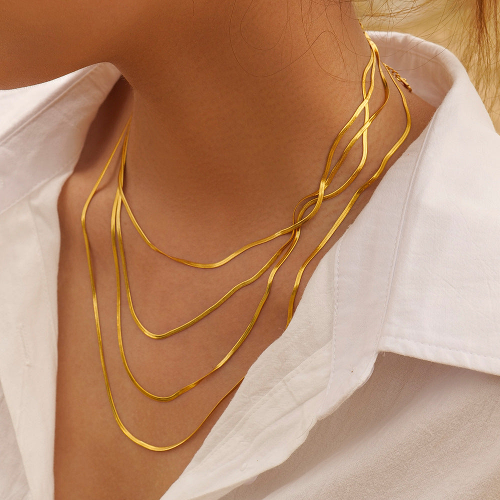 Necklace Gold Multi-Strand Titanium Steel Set for Women