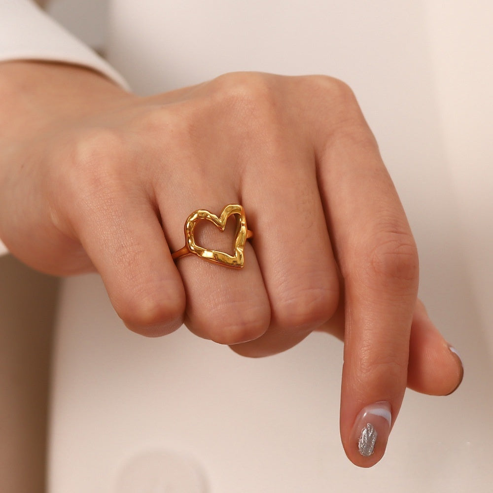 Hammered Gold Heart Ring for Women