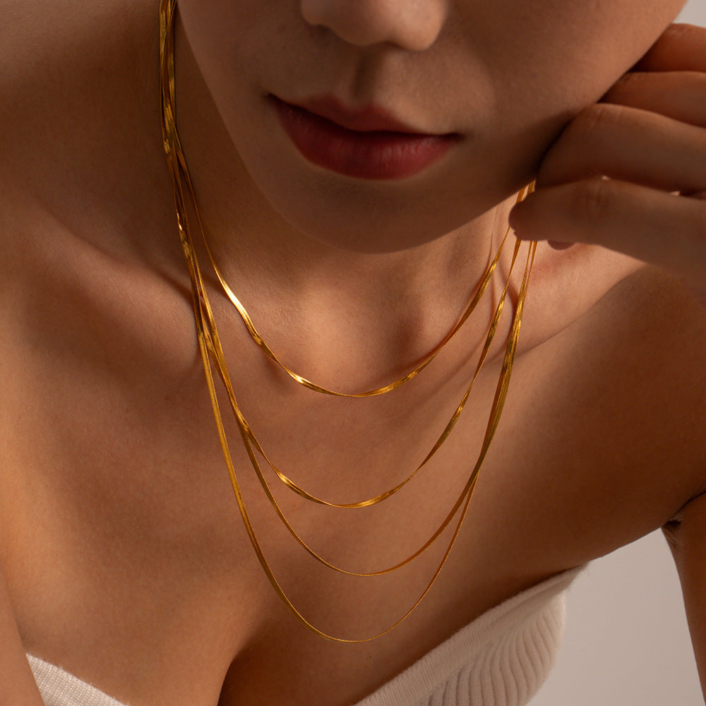 Necklace Gold Multi-Strand Titanium Steel Set for Women