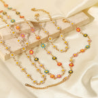 New titanium steel jewelry necklace and bracelet 18K gold white/color daisy chain necklace and bracelet