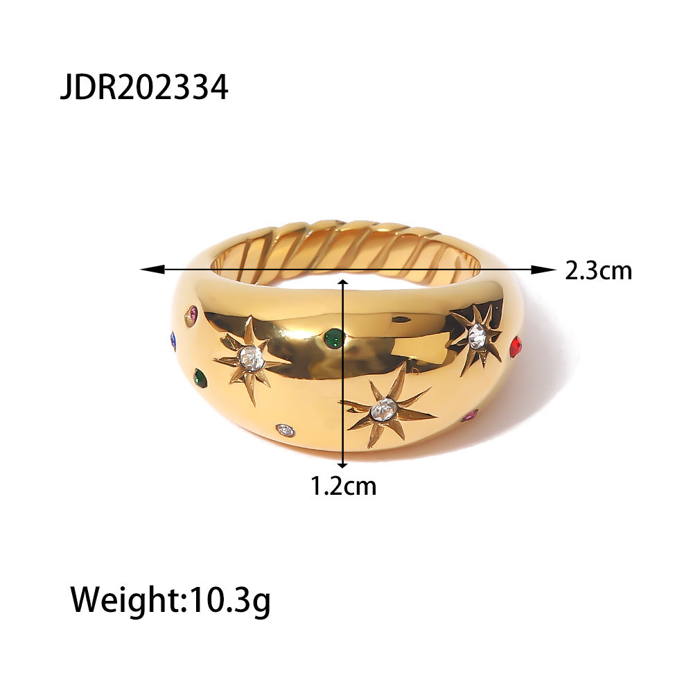 Ring Chunky Vintage Celestial Gold Tone Star Fashion for Women