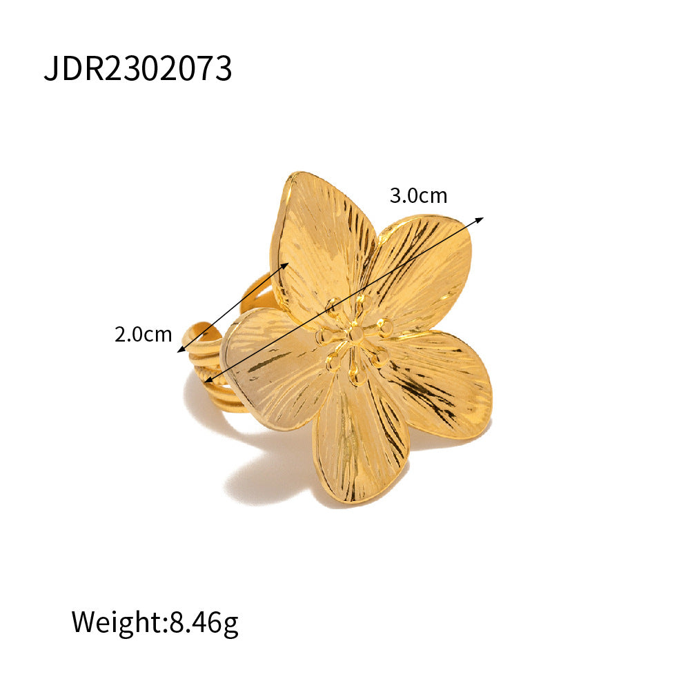 Ring Set: Gold Floral Butterfly Earrings & Rings Ornate Vintage Jewelry