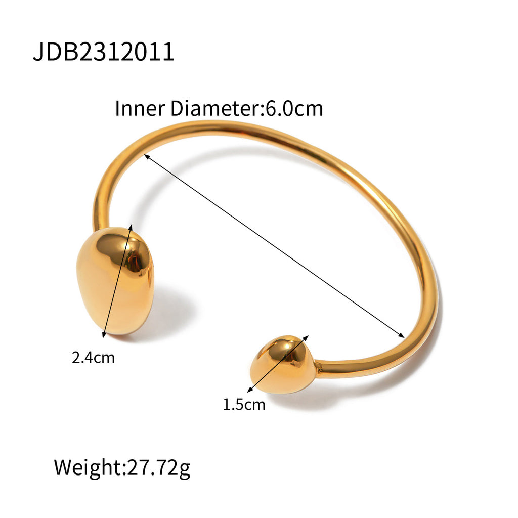 Bracelet - Gold Tone Open Cuff Titanium Steel Designer Jewelry For Women