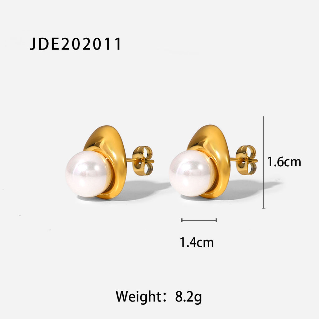 Stainless steel pearl earrings with a high-end feel, Instagram-style earrings, titanium steel earrings, European and American earrings