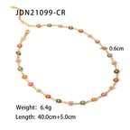 New Summer 18k Gold Stainless Steel Daisy Earrings Ins Gold Colorful Daisy Chain Necklace