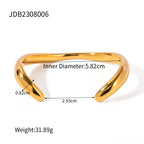 Gold Open Cuff Bracelet - Minimalist 18k Plated Titanium Steel Bangle