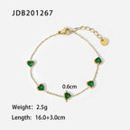 Layered Gold Green Bracelet for Women, Dainty Stackable Jewelry