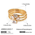 premium 18k gold plated stackable zircon stainless steel ring set crafted for modern everyday elegance