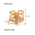 Pink Geometric Adjustable Ring - Luxury Minimalist Women's Fashion Jewelry