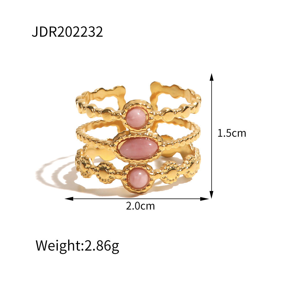 Pink Geometric Adjustable Ring - Luxury Minimalist Women's Fashion Jewelry