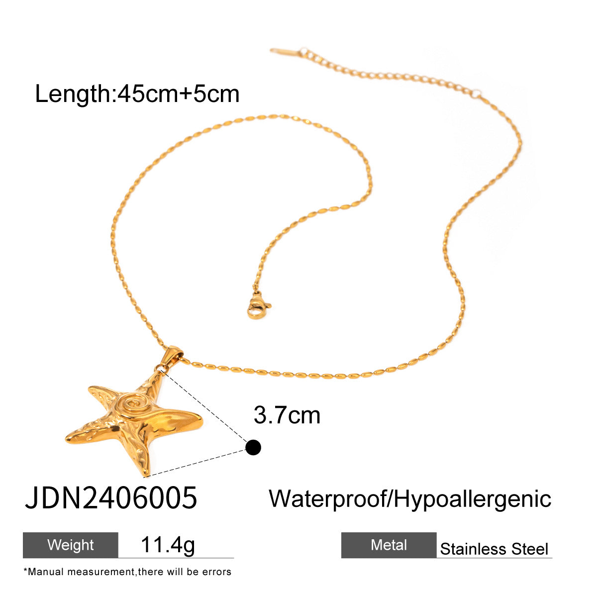 Starfish Pearl Pendant Necklace with a Sense of Luxury and Niche Open Mouth Bracelet Titanium Steel Accessory