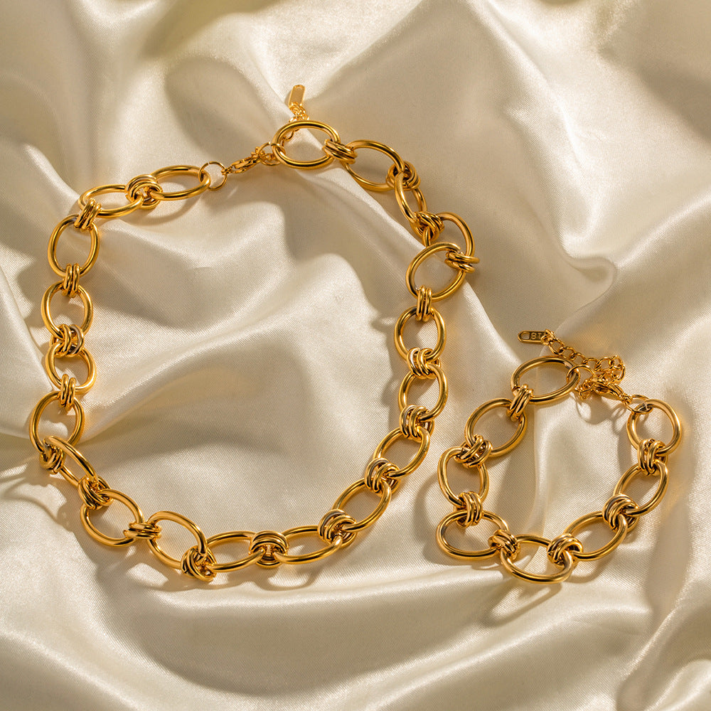 Tiffany-style 18K gold thick chain stainless steel bracelet  versatile titanium steel non-fading bracelet accessory