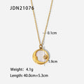 premium 18k gold plated moon and star mother of pearl necklace crafted from durable stainless steel for celestial elegance