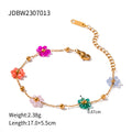 Bracelet Delicate 18k Gold Stainless Colorful Flower Chain for Women