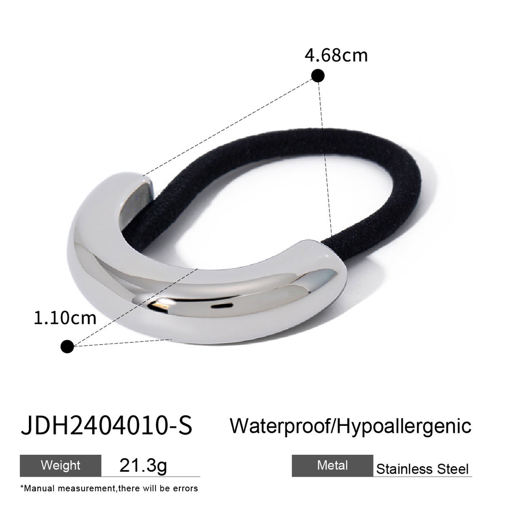 Metal Geometric Hair Ties | Gold & Silver Plated Ponytail Holders, Non-slip Elastic Scrunchies for Women