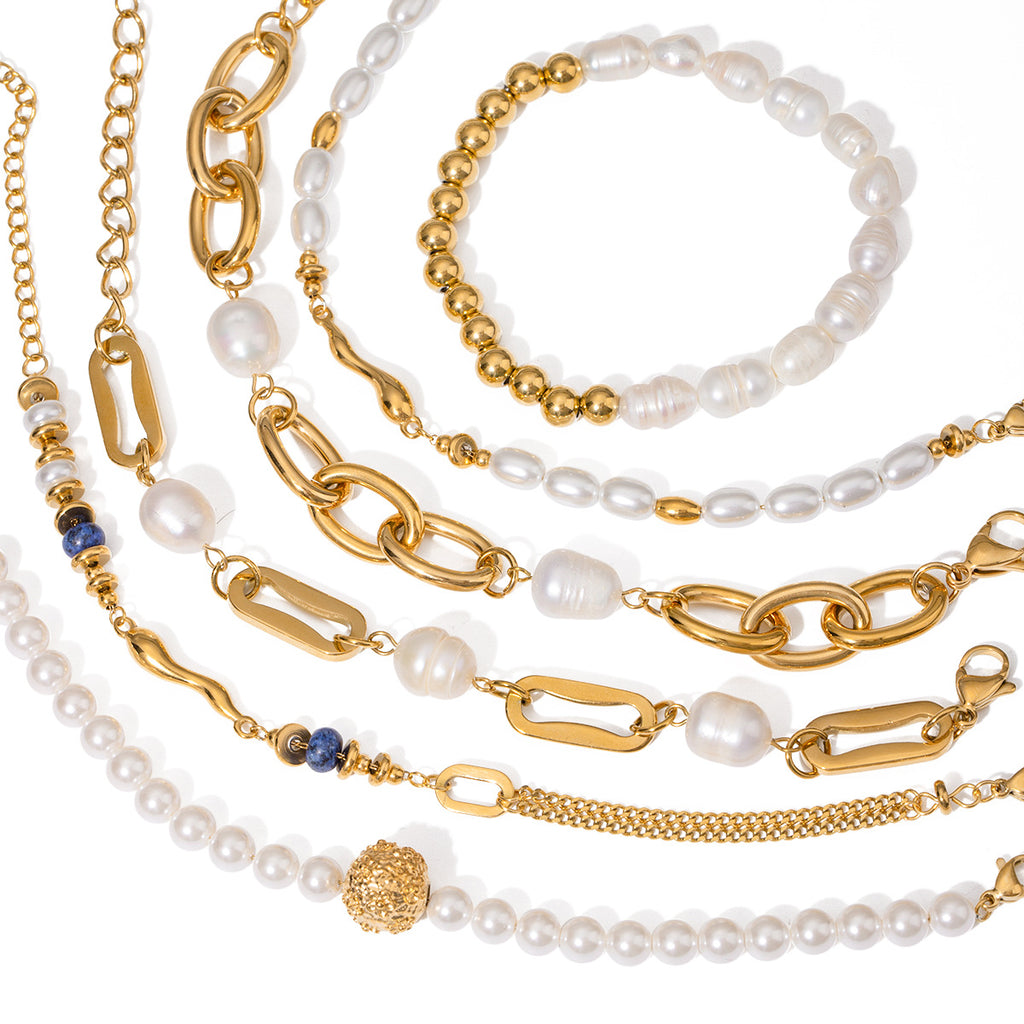 Stainless steel jewelry titanium steel does not fade pearl bracelet accessories gold-plated niche luxury bracelet