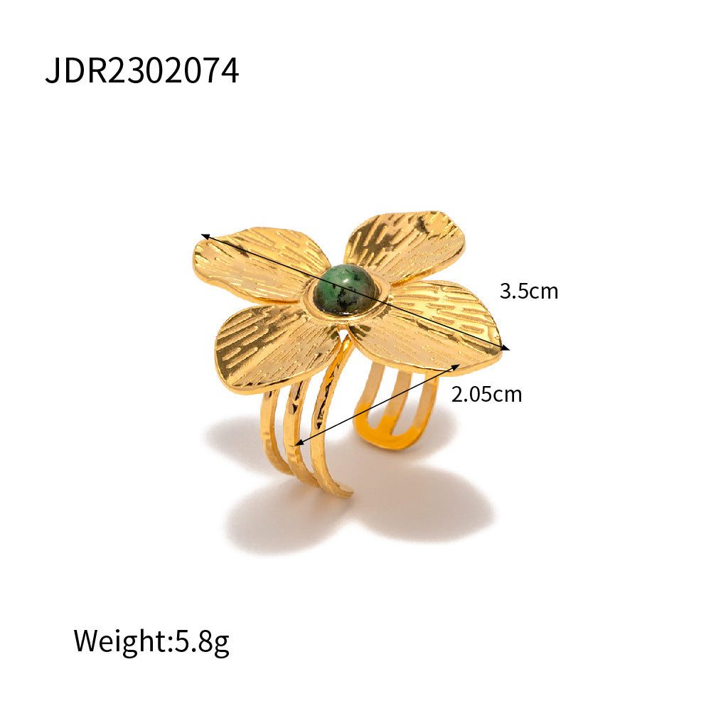 Ring Set: Gold Floral Butterfly Earrings & Rings Ornate Vintage Jewelry