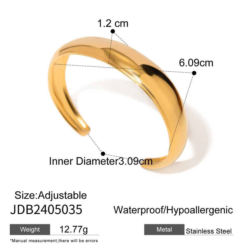 18k gold stainless steel wide face bracelet high-end Instagram chain titanium steel open bracelet