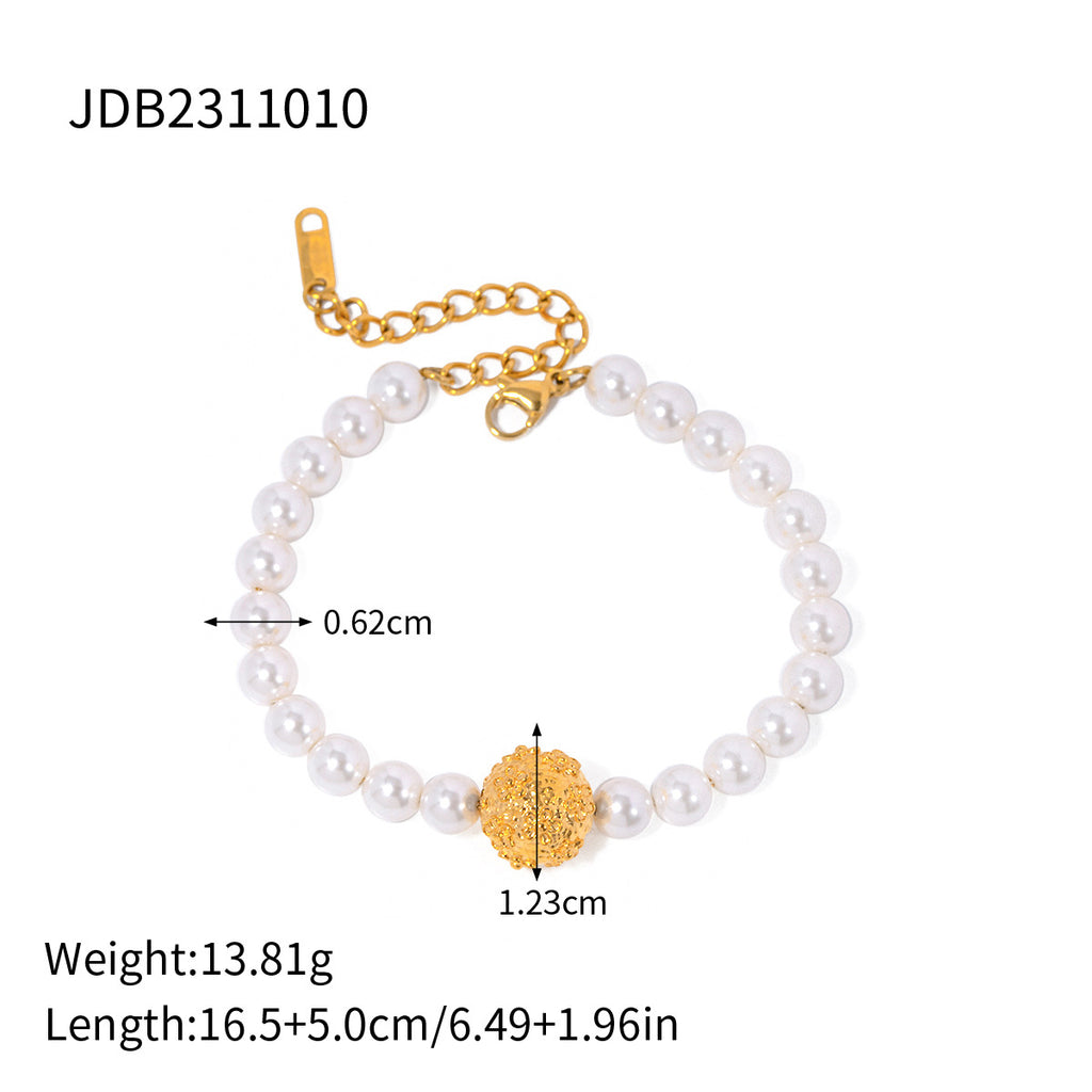Stainless steel jewelry titanium steel does not fade pearl bracelet accessories gold-plated niche luxury bracelet