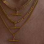 Layered gold chain necklaces for stacking