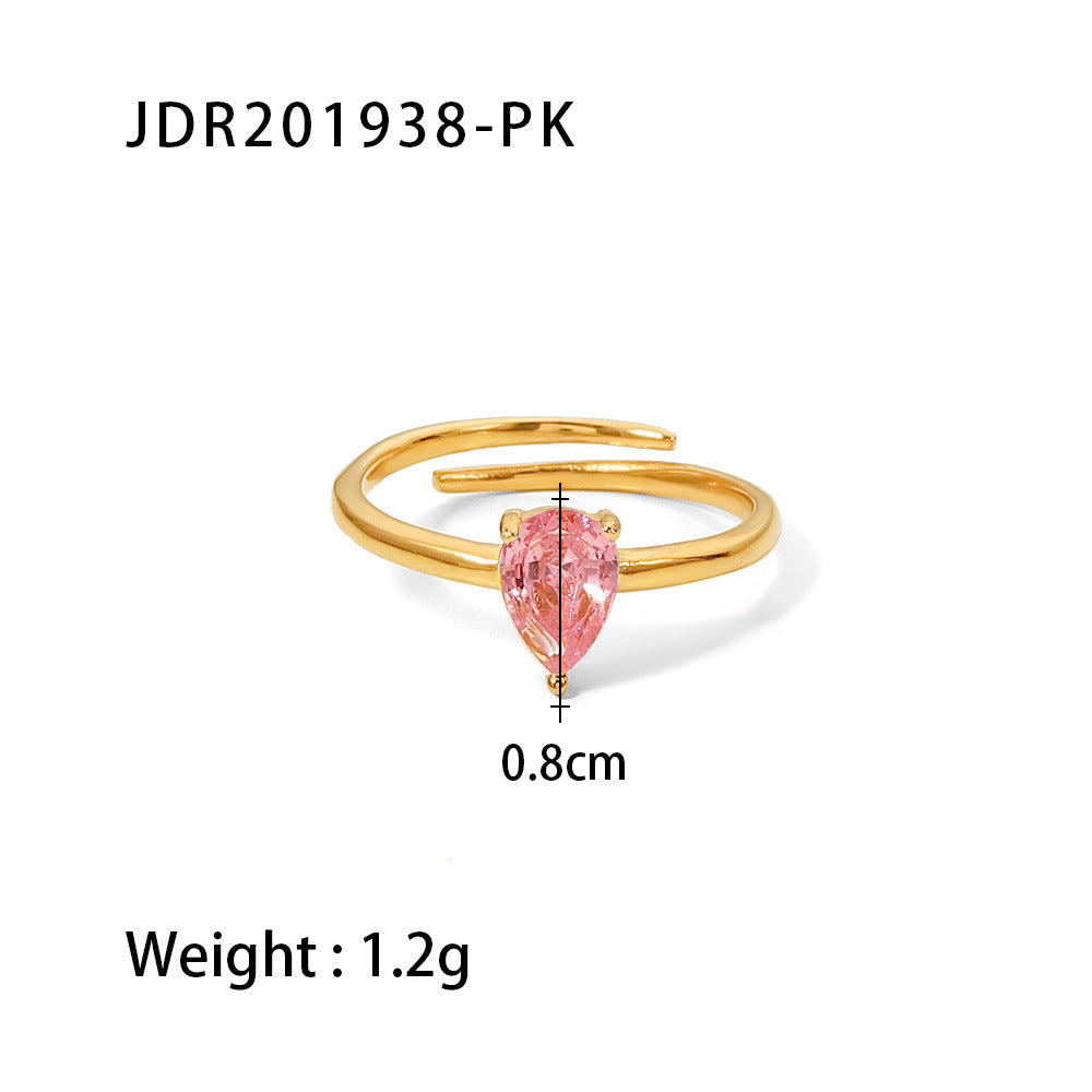 Ring: Gold Plated Zircon Minimalist Stacking Band, Fashion Statement Ring