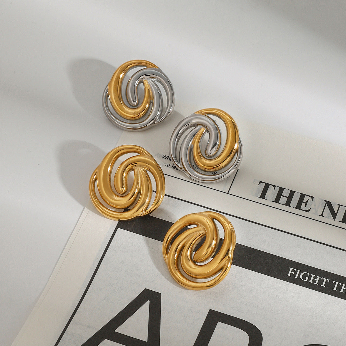 Titanium steel earring high-end light luxury earrings 18k gold colorfast earrings cross-border stainless steel accessories