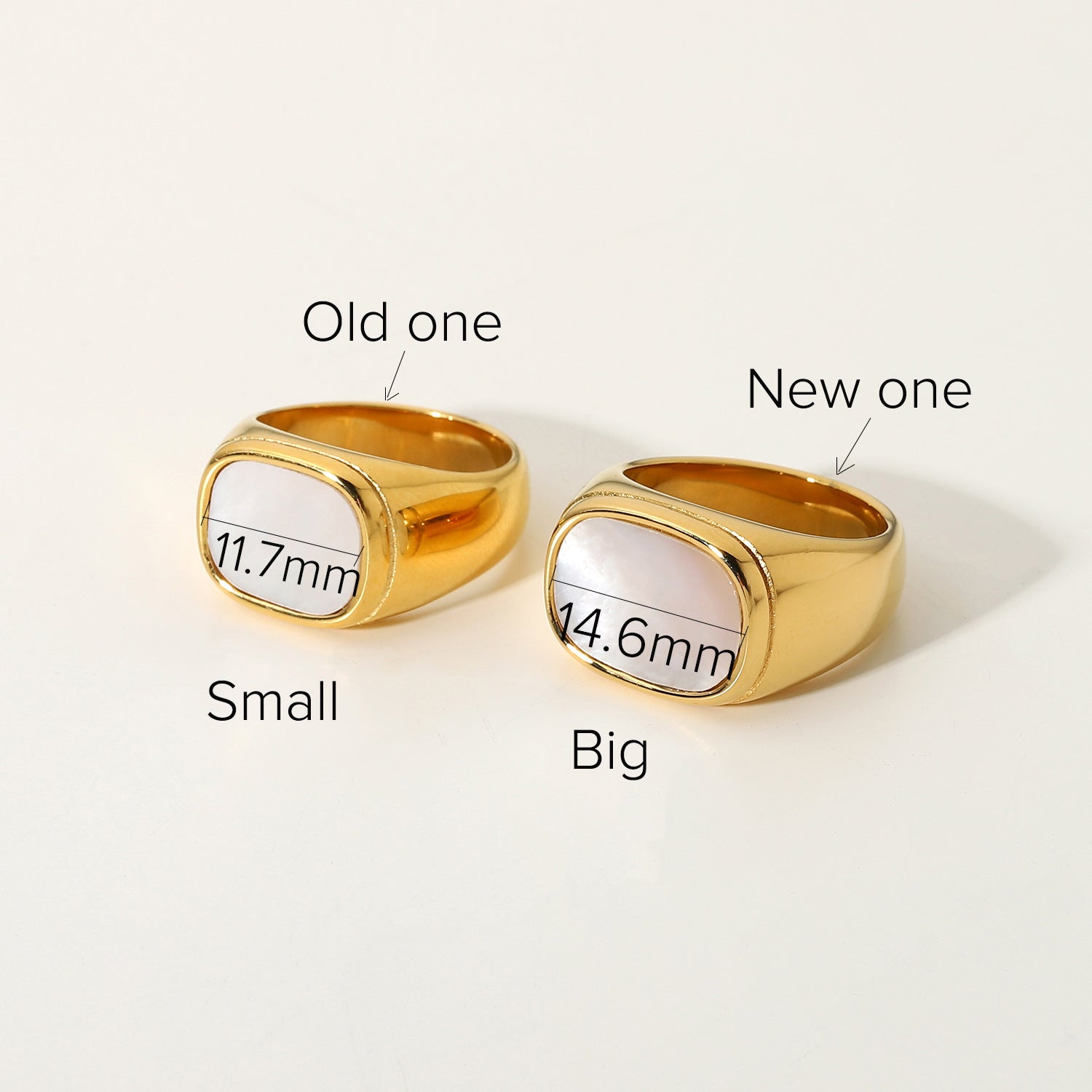 Ring Gold White Inlay Signet 18K Plated Stainless Steel Wedding Ring