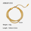 Three-layer exquisite flat snake chain bracelet 18K gold-plated stackable stainless steel bone chain ladies' jewelry