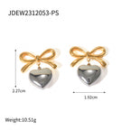 Earrings for Women: Heart-Shaped Bow Drop Gold Tone Romantic Style