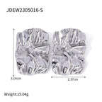 Statement Earrings Set: Gold & Silver Textured Studs, Hoop Styles