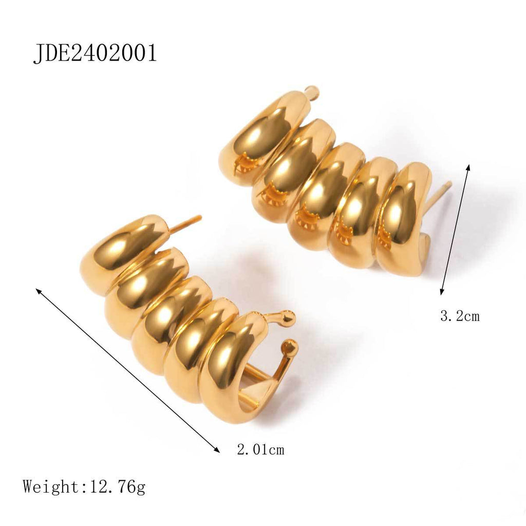 Earrings Gold Plated Ear Cuffs Set Modern Women’s Statement Jewelry
