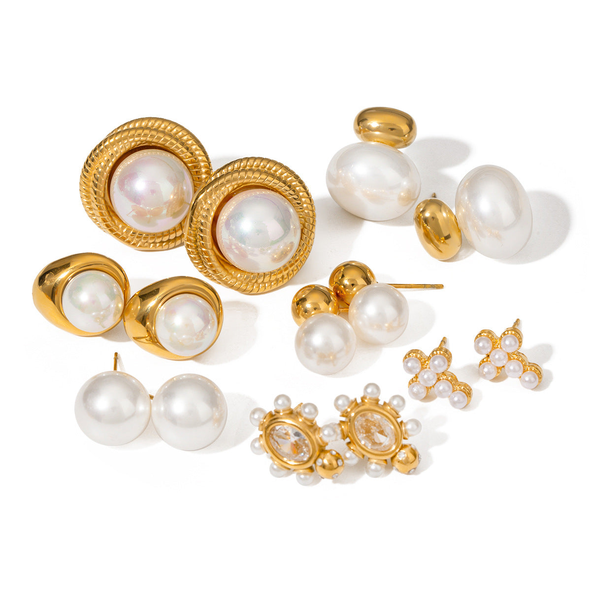 Stainless steel pearl earrings with a high-end feel, Instagram-style earrings, titanium steel earrings, European and American earrings
