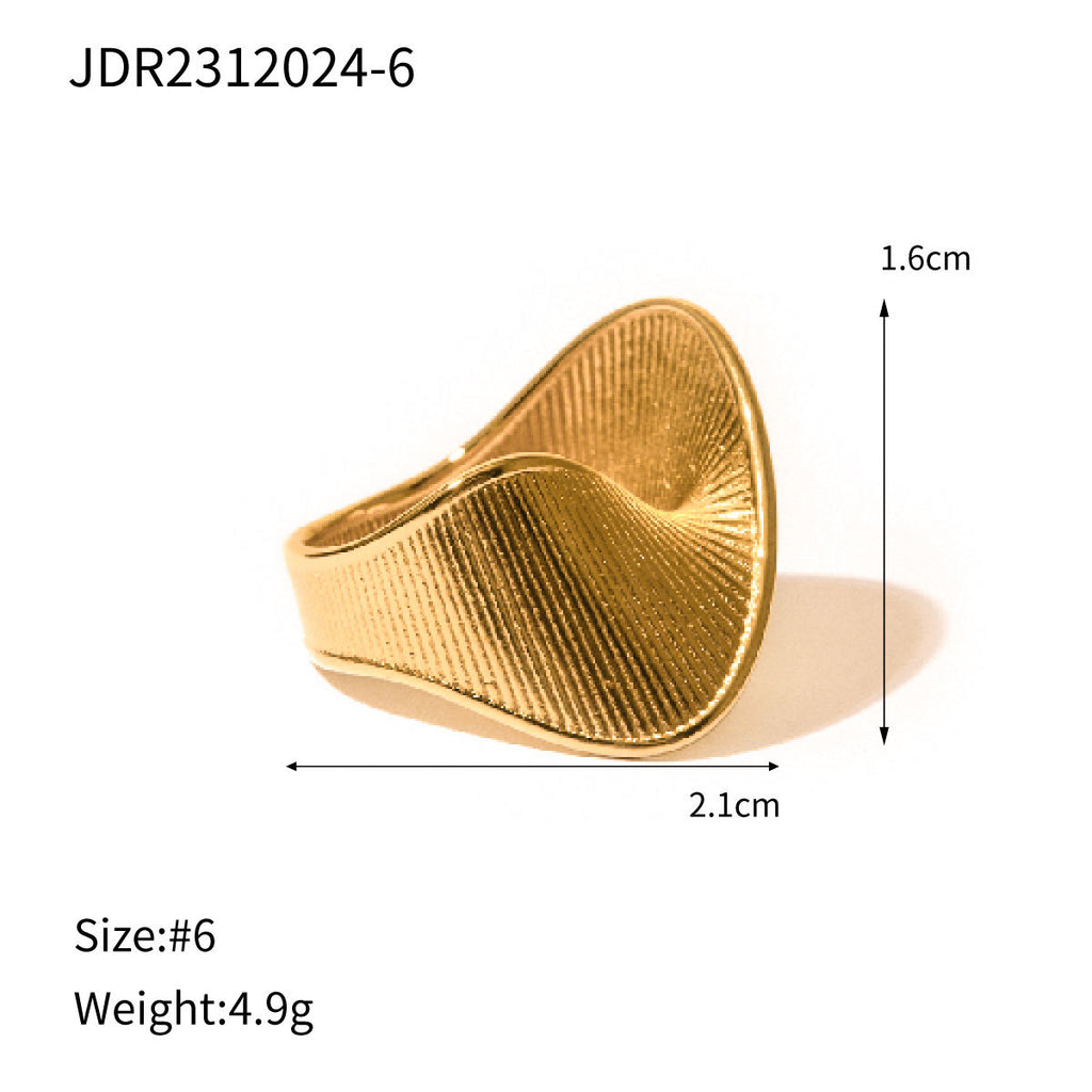 Ring - Asymmetrical Twisted 18k Gold Stainless Steel Statement Ring