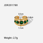 18K Gold Green Malachite Ring Women’s Vintage Boho Style