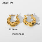 Hoop Earrings - Gold Twisted Stainless Steel Women's Fashion Jewelry