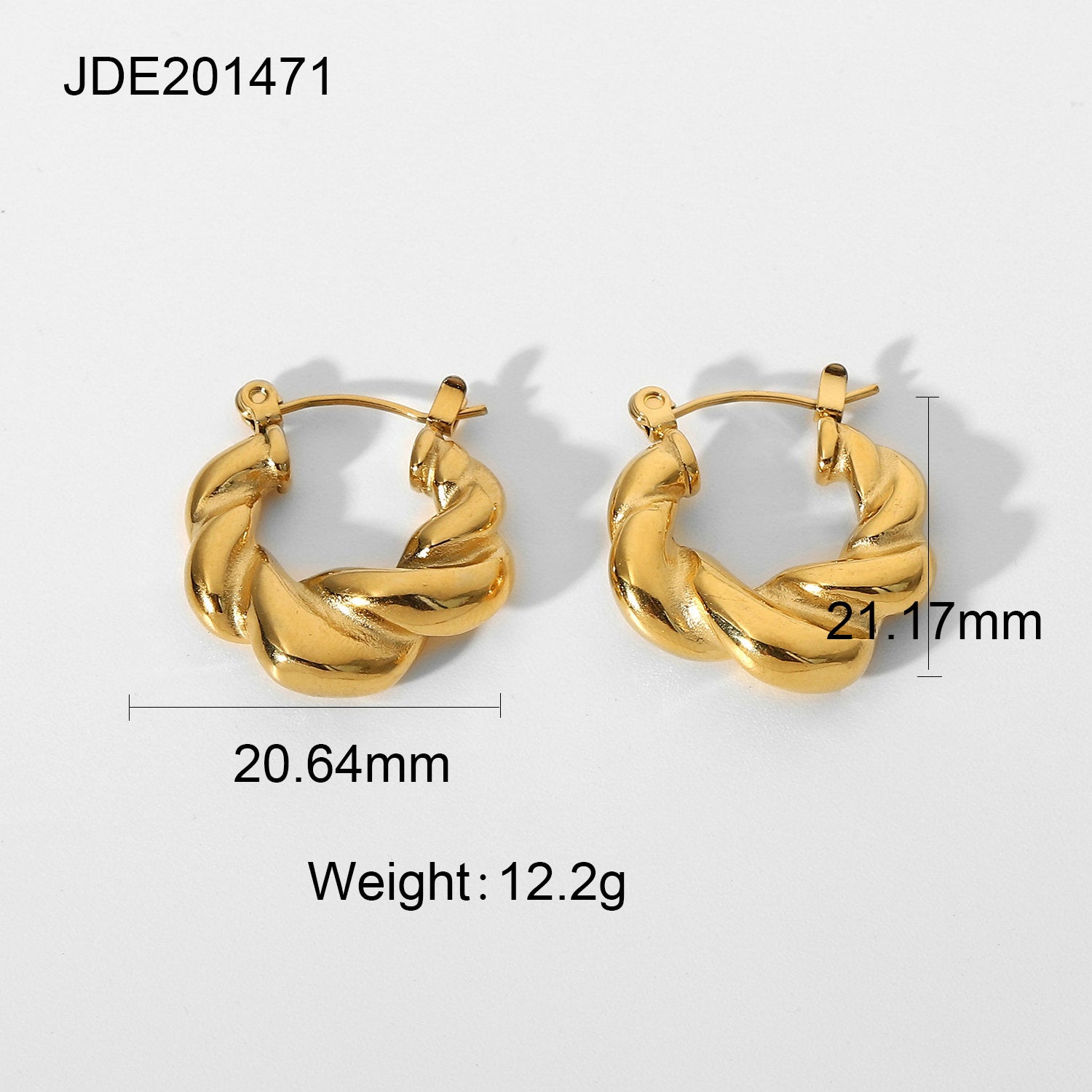 Hoop Earrings - Gold Twisted Stainless Steel Women's Fashion Jewelry