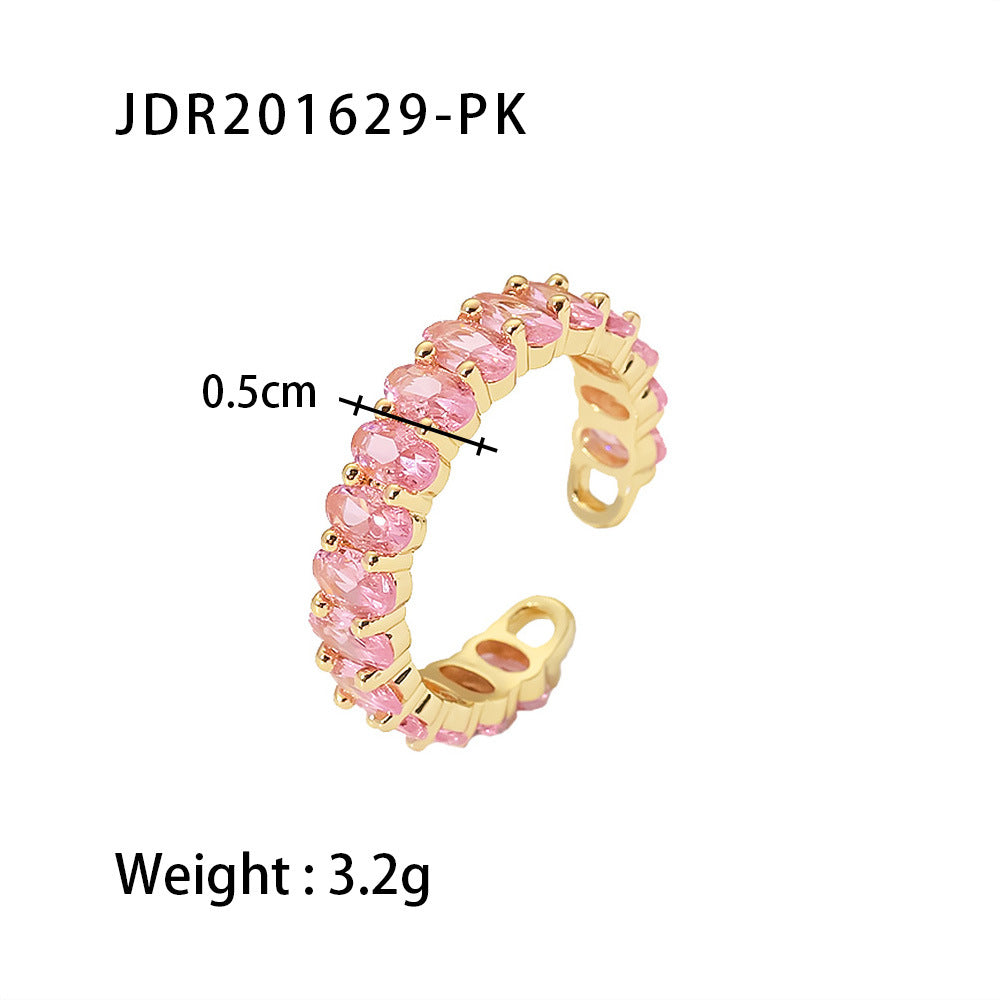 Ring: Gold Plated Zircon Minimalist Stacking Band, Fashion Statement Ring