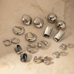 Stainless steel silver huggie hoop earrings for women