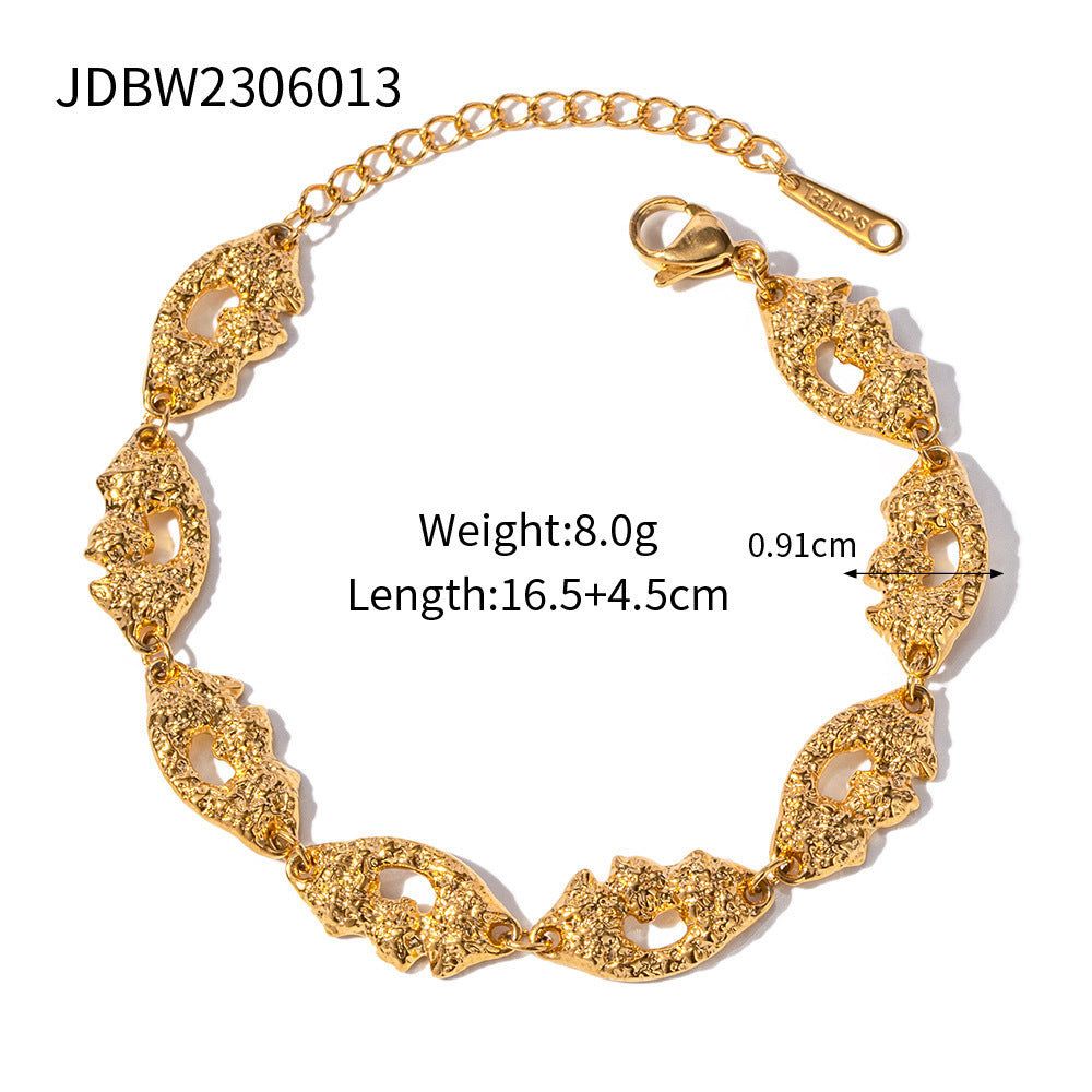 18k gold stainless steel wide face bracelet high-end Instagram chain titanium steel open bracelet