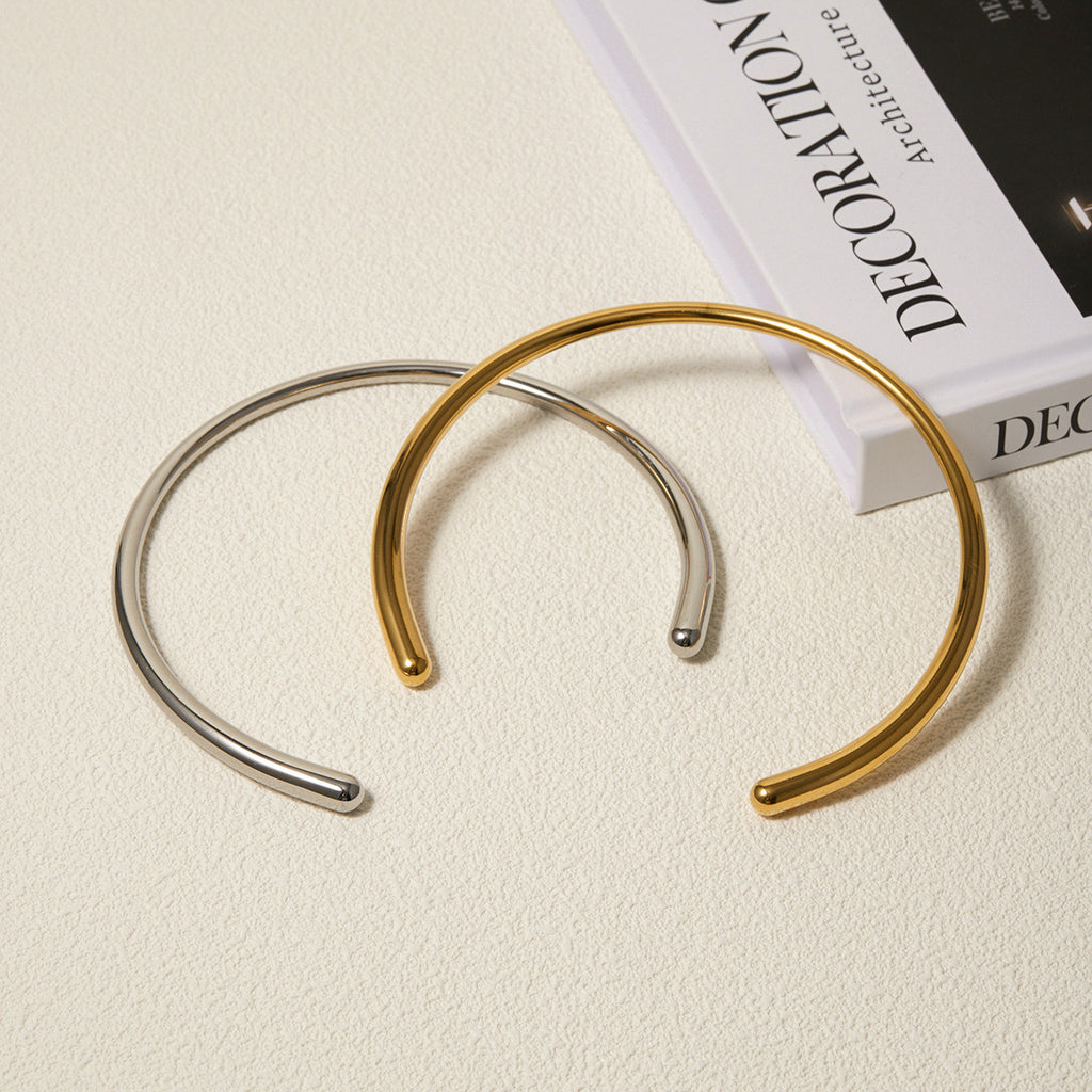 Necklace: 18K Gold Plated Minimalist Open Cuff Choker for Women