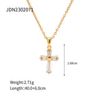 Necklace Cross Gold Plated Women's 18K Stainless Steel Jewelry Set